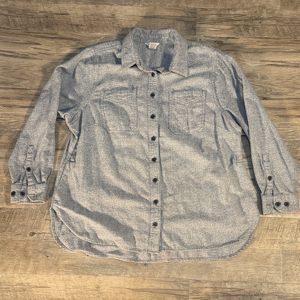 Duluth Trading Co 100% Cotton Gray Casual Button-Down Shirt - Size 1X